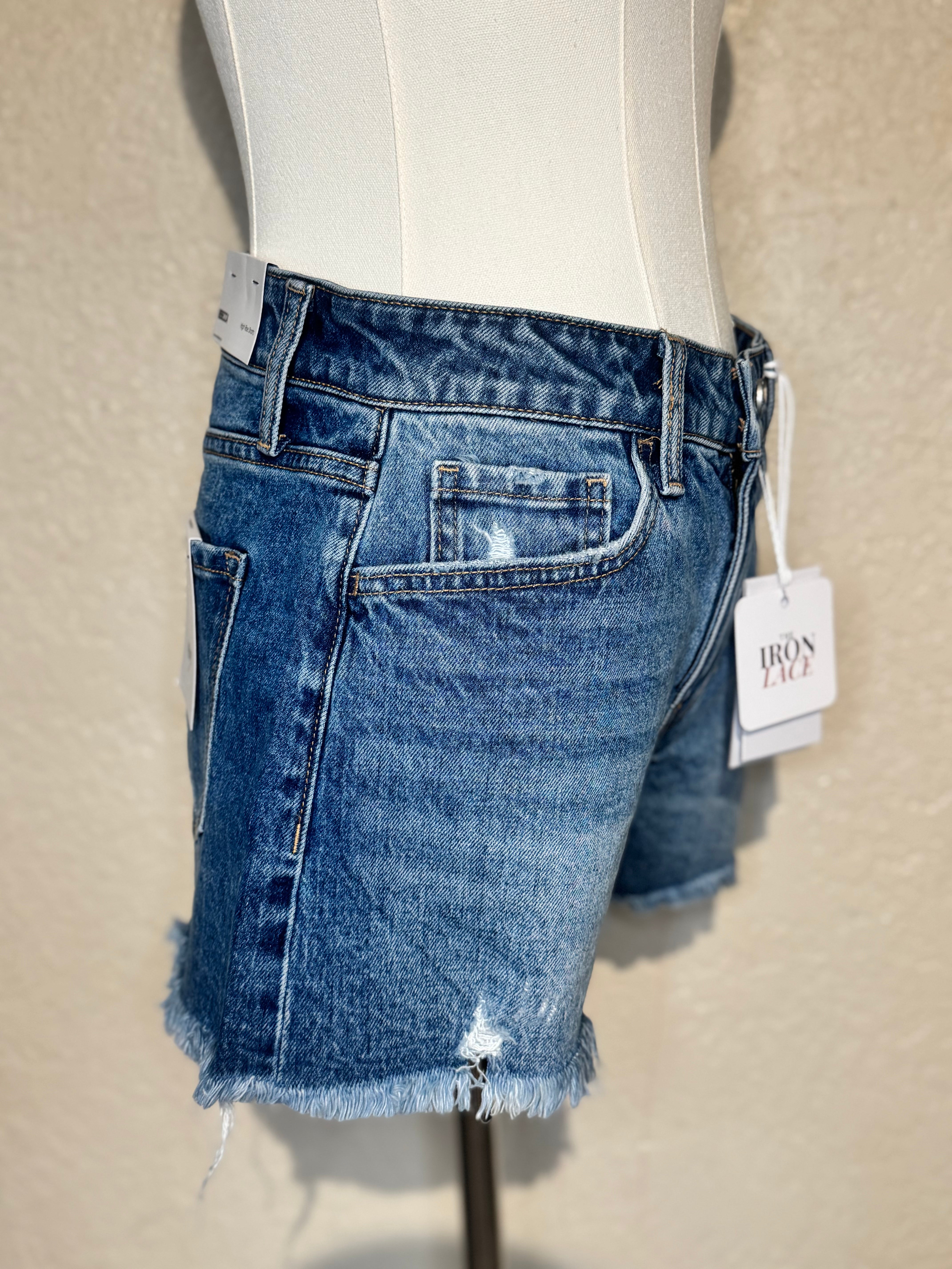 VERVET HIGH-WAISTED DENIM SHORTS